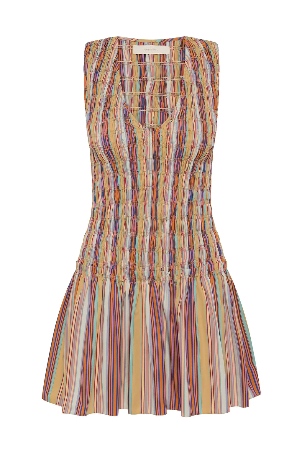 Palomar Mini Dress Agua Stripe Mustard