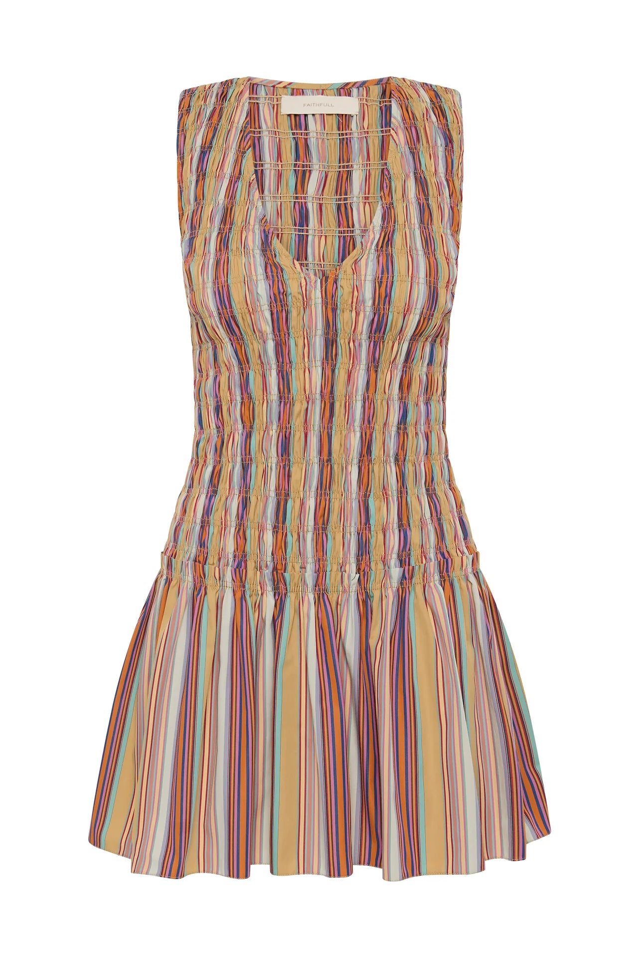 Palomar Mini Dress Agua Stripe Mustard
