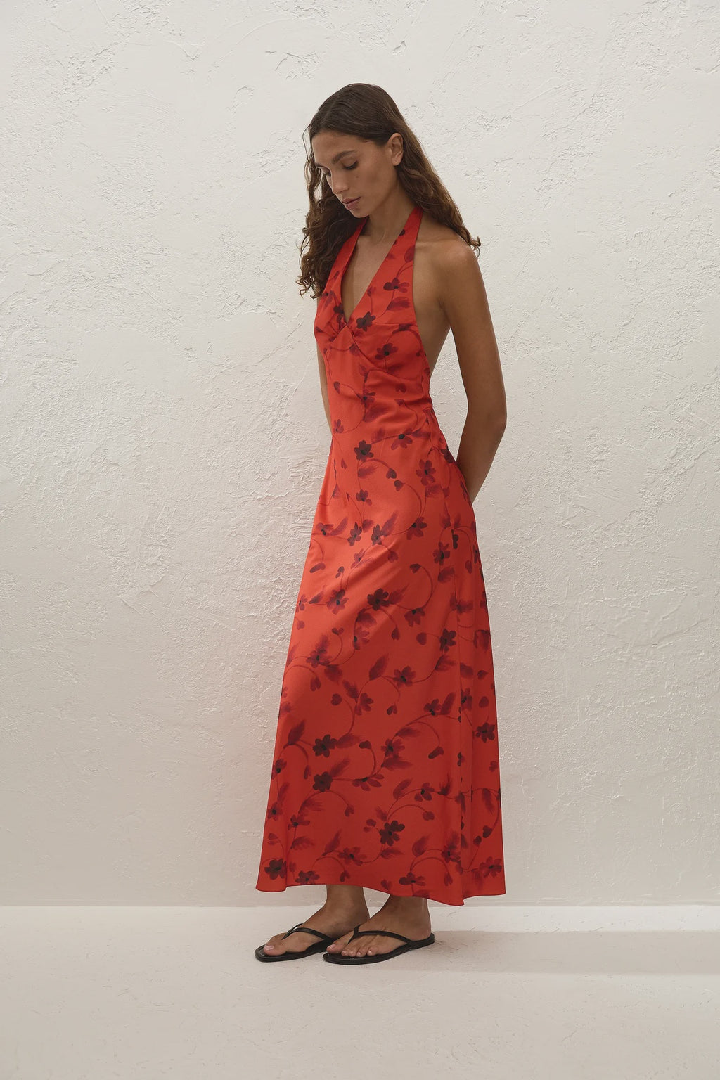 Rosa Maxi Dress Pirazzo Floral Rosso