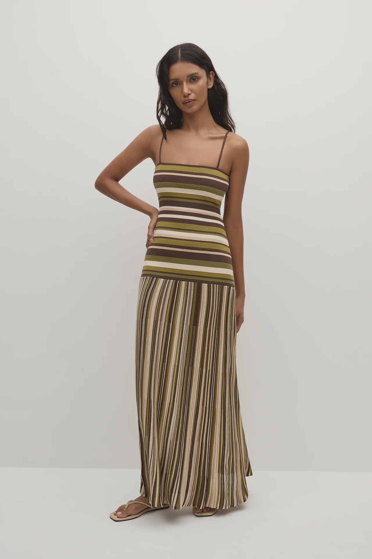 Essenia Knit Dress Espresson Pine Stripe