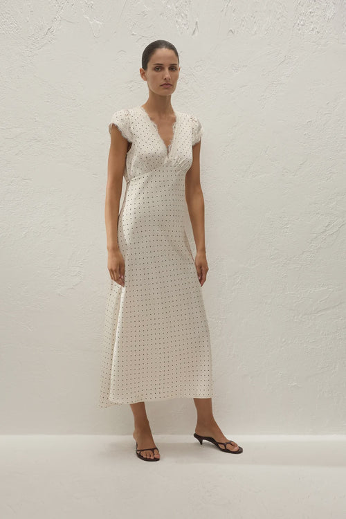Mina Midi Dress Polka Dot Antique