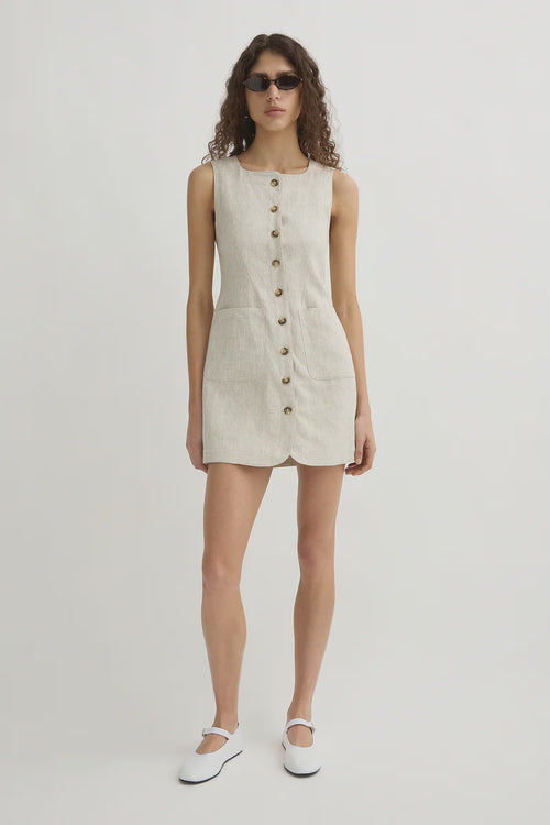 Emma Button Down Mini Dress Natural