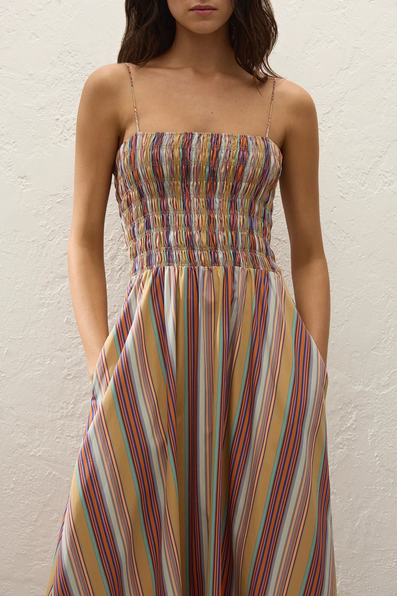 Anniken Maxi Dress Agua Stripe Mustard