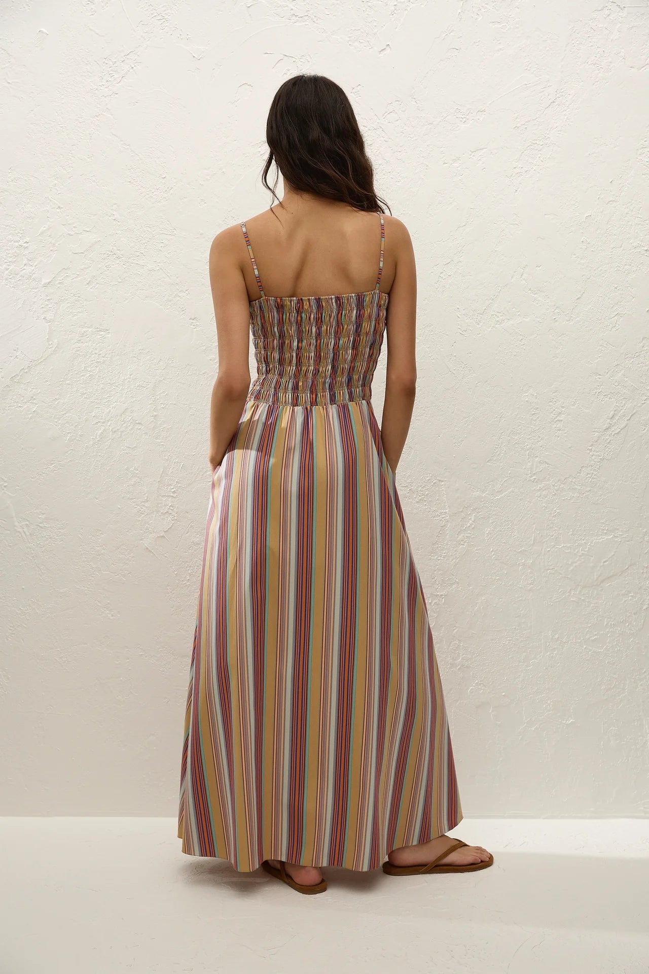 Anniken Maxi Dress Agua Stripe Mustard