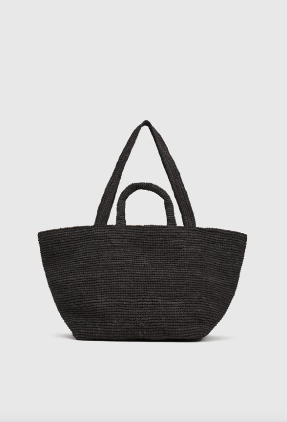 Amir Straw Tote Black