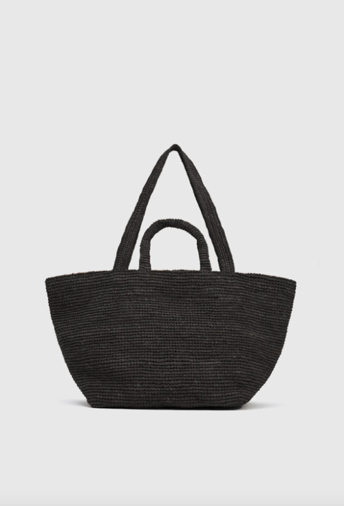 Amir Straw Tote Black