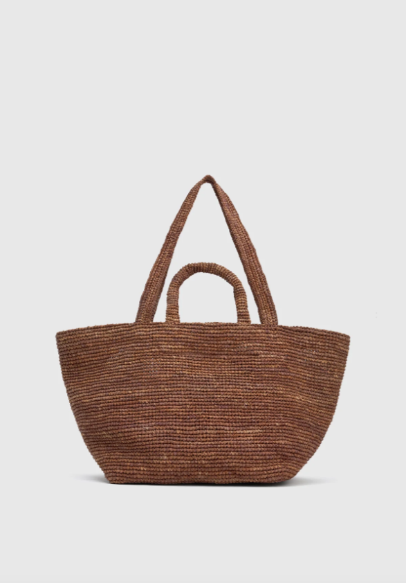 Amir Straw Tote Chocolate