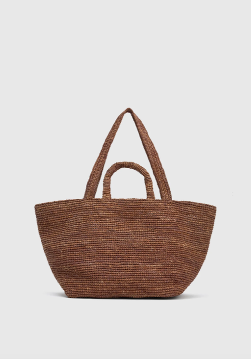 Amir Straw Tote Chocolate