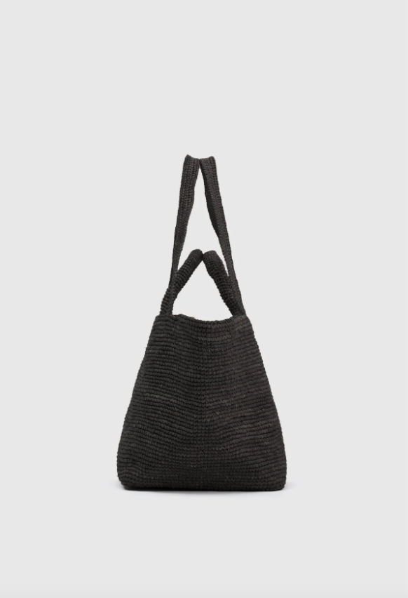 Amir Straw Tote Black