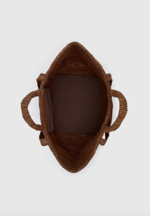Amir Straw Tote Chocolate