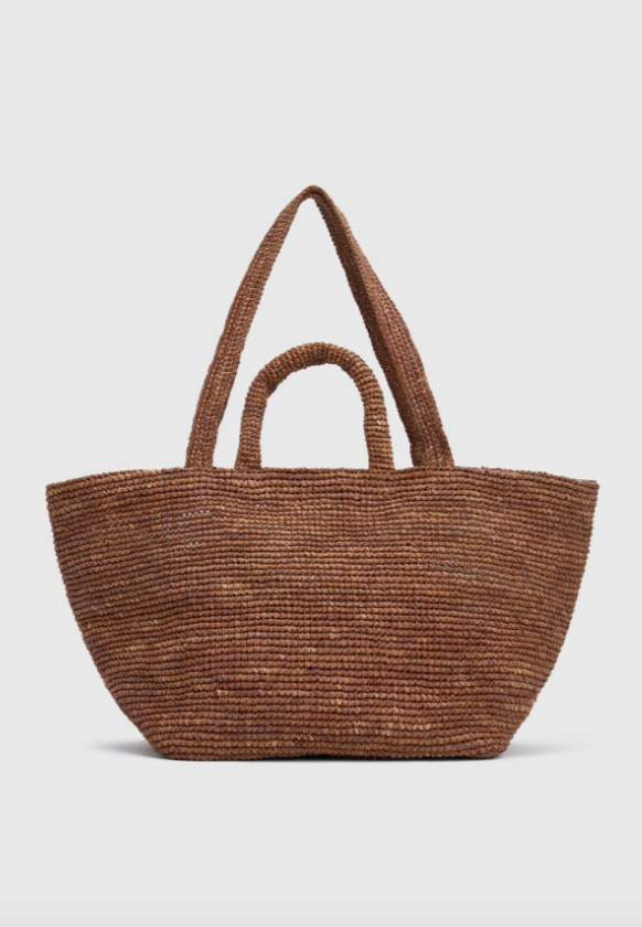 Amir Straw Tote Chocolate