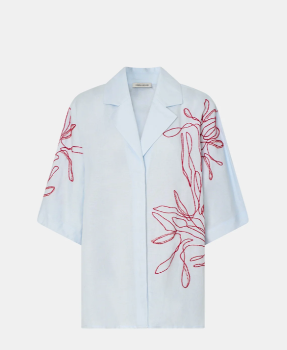 Eviva Embroidered Shirt Ice Blue
