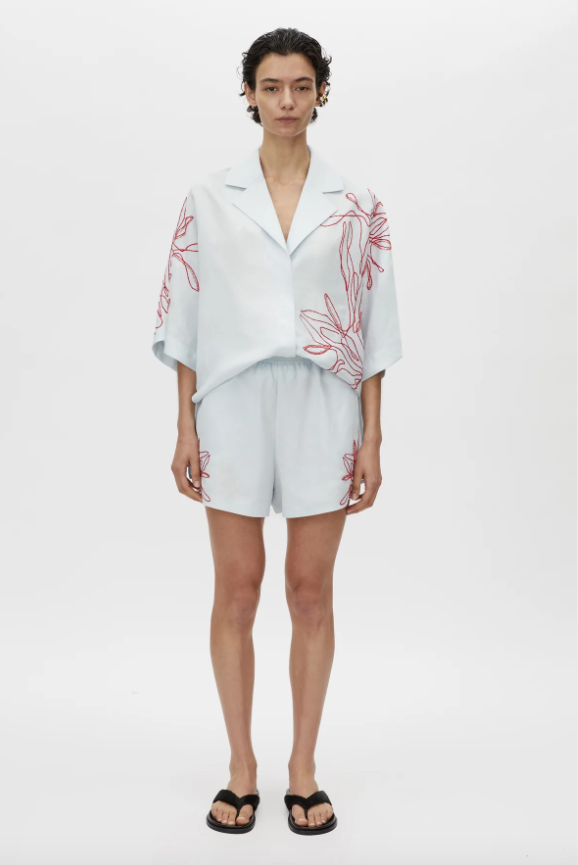 Eviva Embroidered Shirt Ice Blue