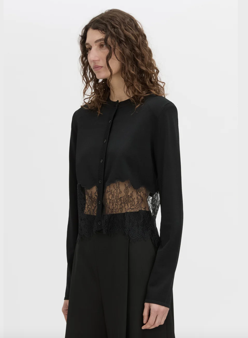 Cayana Lace Detail Cardi Black