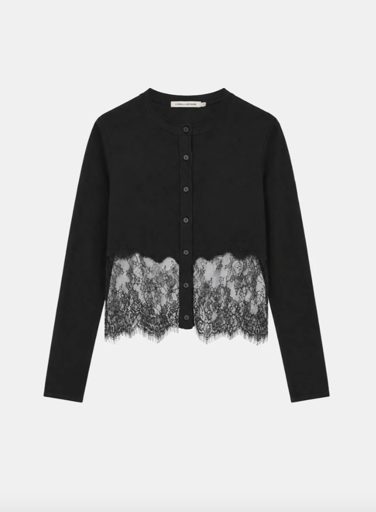 Cayana Lace Detail Cardi Black