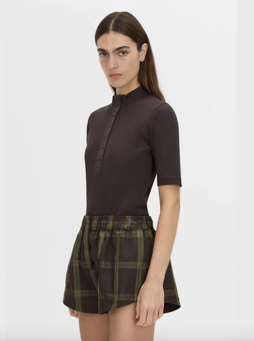 Aubrey Elbow Sleeve Rip Top Hickory