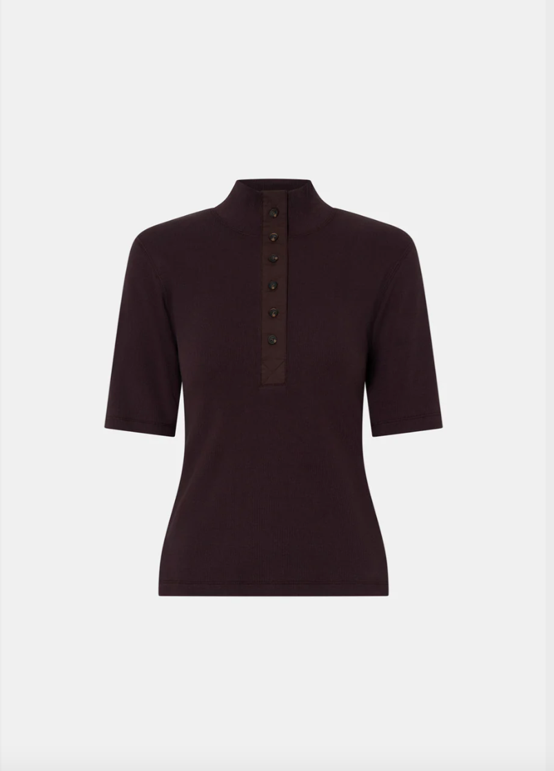 Aubrey Elbow Sleeve Rip Top Hickory