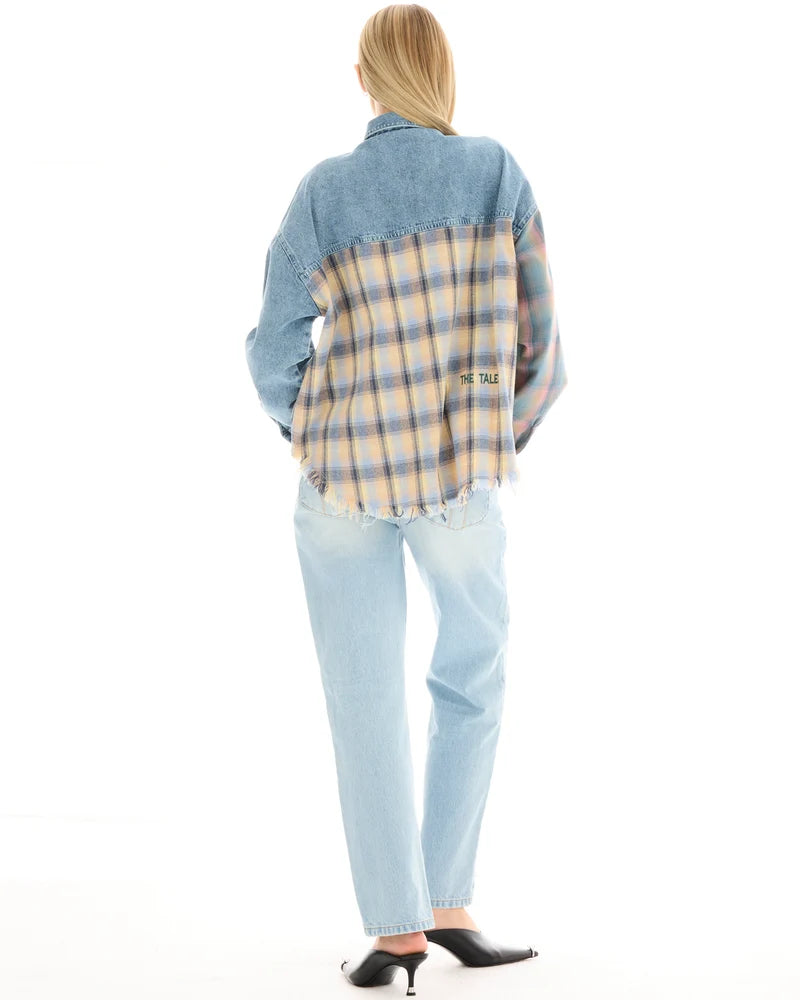 Denim And Check Cotton Shirt