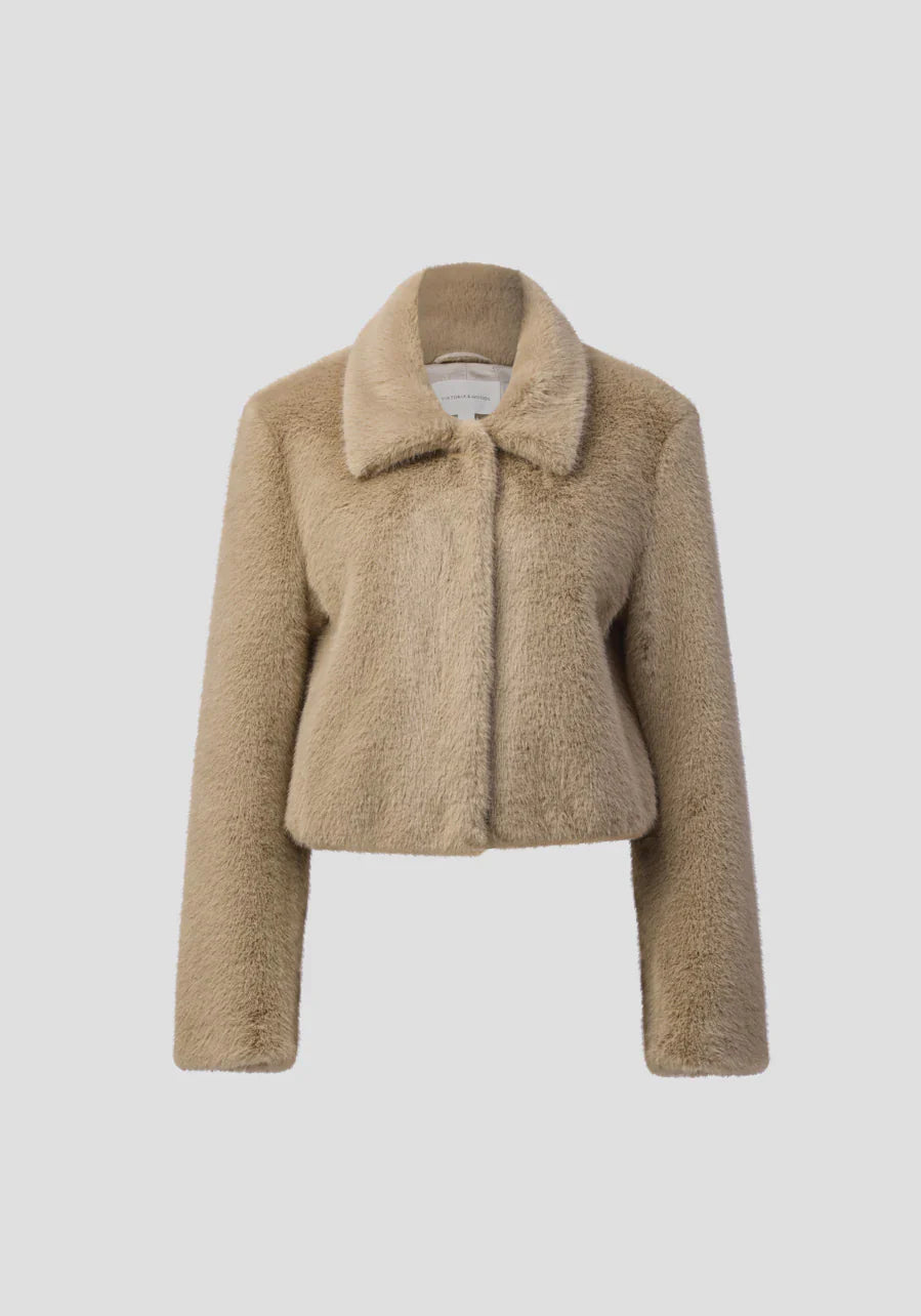 Elvira Faux Fur Wool Bomber