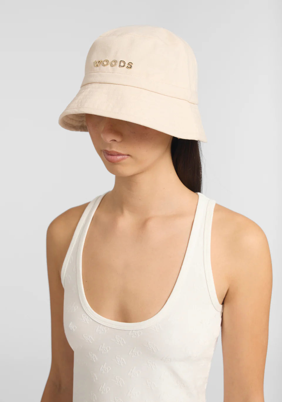 Woods Metal Bucket Hat Ecru