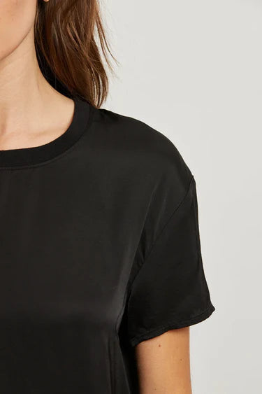 Delphine Satin Crewneck tee Black