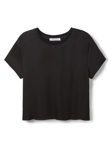 Delphine Satin Crewneck tee Black
