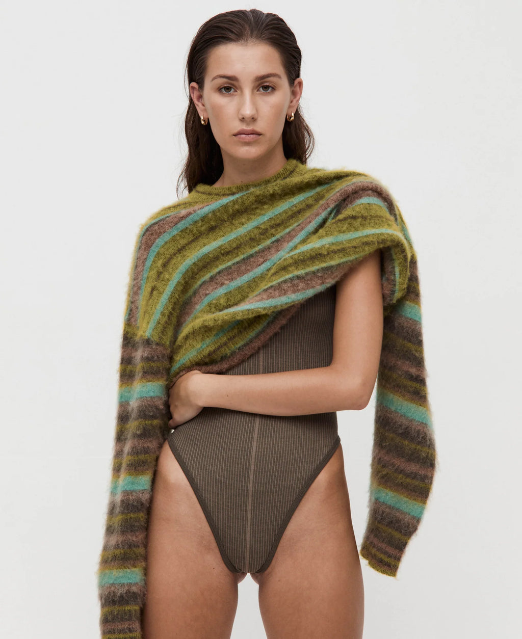 Alpaca Stripe Sweater Antique Moss
