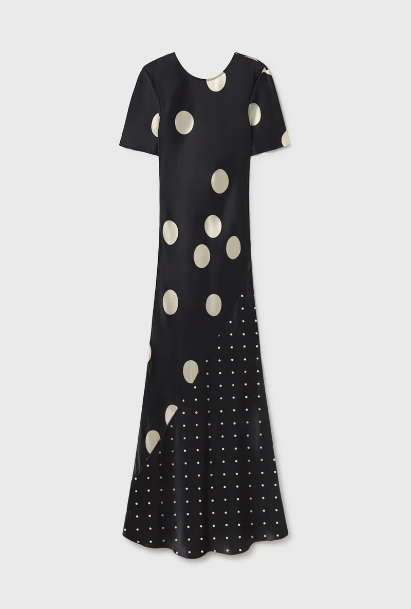Short Sleeve Bias Dress Polka Mix