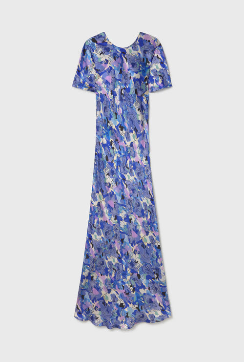 Short Sleeve Bias dress Cornflower Floral