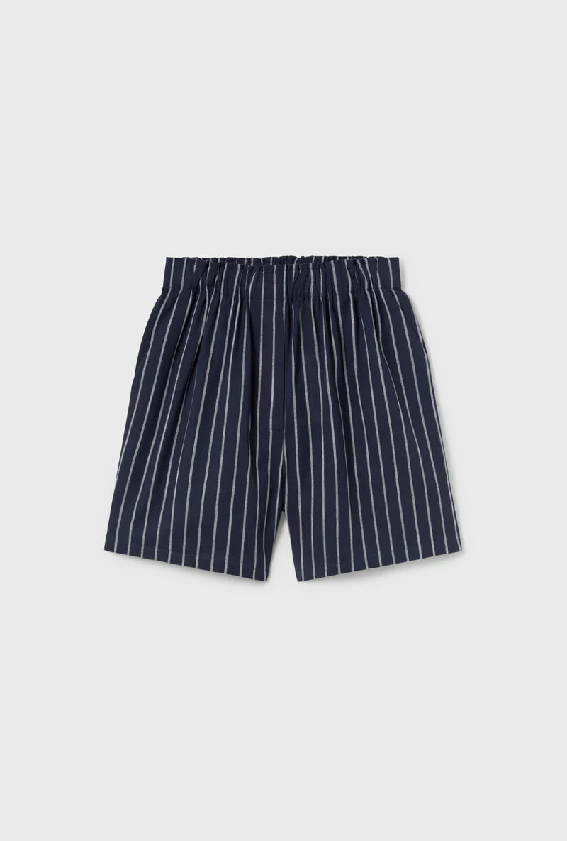 Cotton Boxer Short Egret Stripe