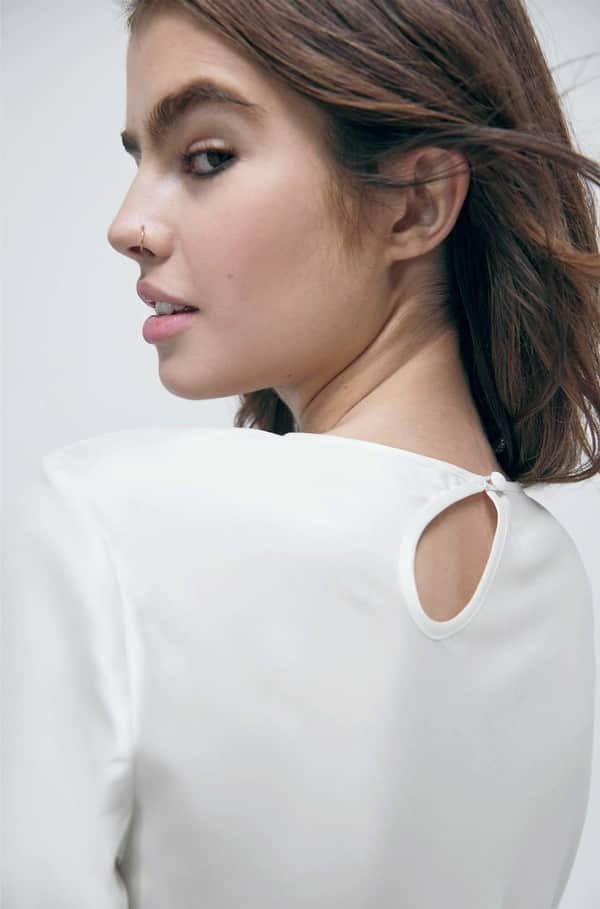 Short Sleeve Bias Top White