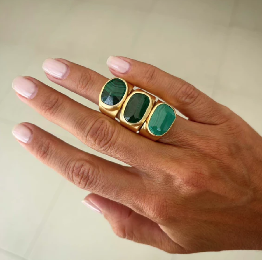 Free-Form Malachite Cocktail Ring